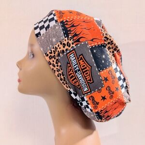 Motorcycle, Euro Style Scrub Cap, Scrub Cap, Surgery Hat, Chemo Hat